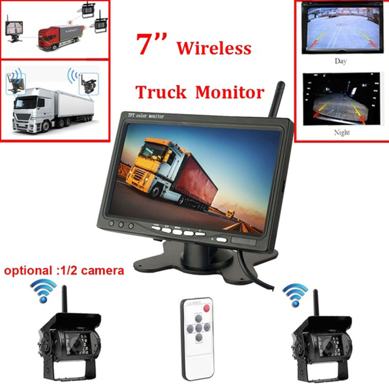 New 7inch Car HD Monitor+ Wireless Truck/Vehicle/Bus Night Vision Car Rear View Camera Car Camera Dash Cam Car DVR Auto Recorder
