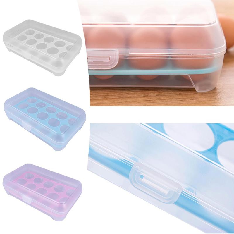 15 Grid Plastic Egg Container Case Refrigerator Fresh Storage Boxs Kitchen Tools Portable Wild Picnic Egg Organizer