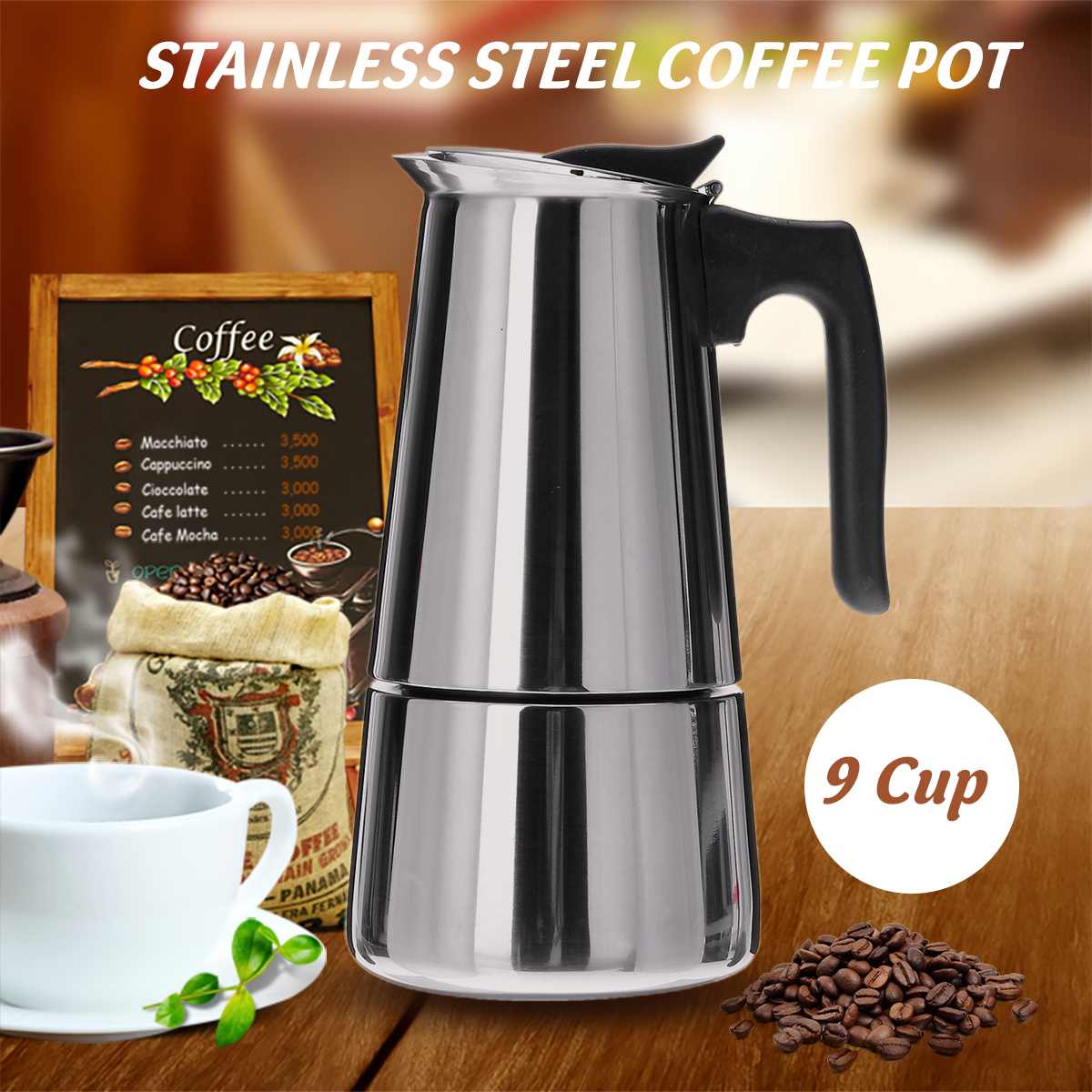 Stainless Steel Mocha Coffee Pot Italian Coffee Maker Portable Coffee Kettle Kitchen Tools Stovetop Percolator Espresso Pot