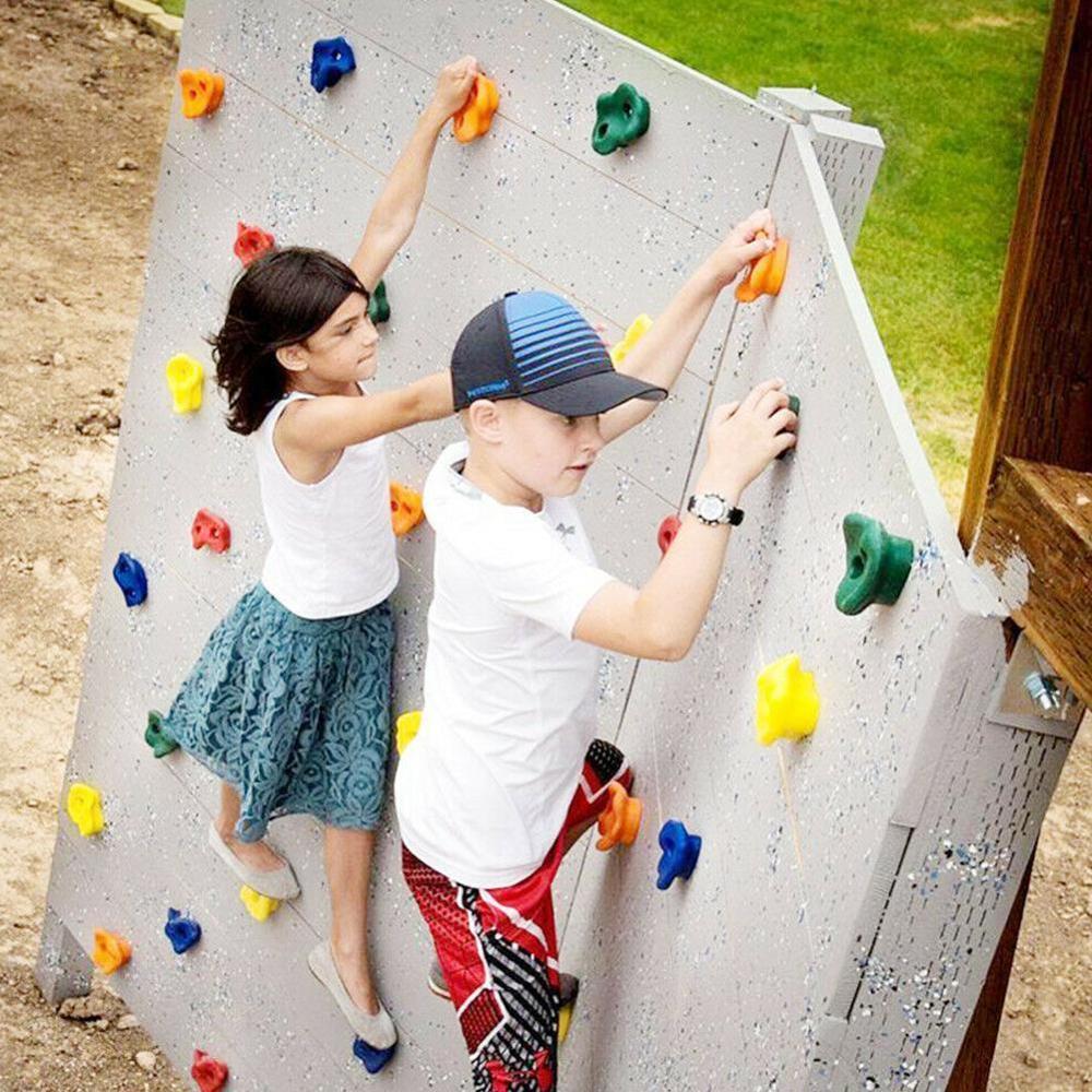 10Pcs Mixed Color Plastic Children Kids Rock Climbing Screws Wood W/ Grip Wall Stones Random Holds Feet Kits Color Hand N0N8