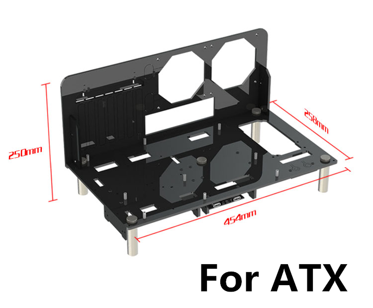 KOOLASON DIY Desktop Acrylic Rack Water Cooling ATX MATX Transparent Computer Towers Case Horizontal Main Chassis Box