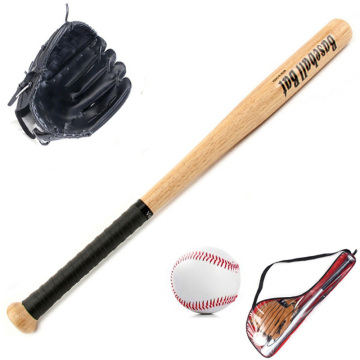 Hot Kids Outdoor Professional 25 Inch Wood Baseball Bat & Softball Ball & Baseball Gloves Exercise Training Baseball Set with Ba