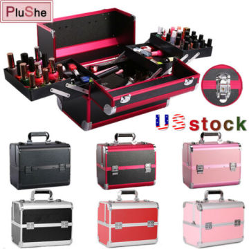 Aluminum Alloy Makeup Jewelry Organizer Storage Manicure Box Cosmetic Suitcase
