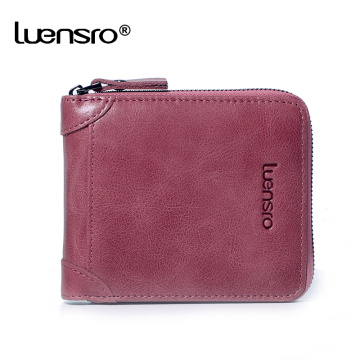 LUENSRO 2020 New Women Wallets Genuine Leather Purse Women Credit Card Holder Zipper Small Wallet for Girls Coin Purse Short