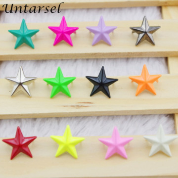 100pcs 15mm Colorful Metal Star Leather Stud Cute Candy Colors Claw Rivets DIY Garment Rivet Punk Bag DIY Nails For Belt Retail