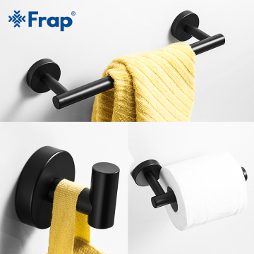 Frap Bath Hardware Sets Stainless steel modern bathroom shelf towel bar robe hooks toilet paper holder 3 color Y15003
