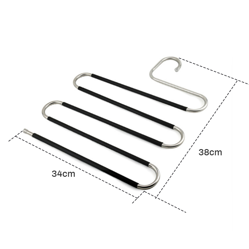 5 Layers Pants Storage Rack Cloth Holder Stainless Steel S Shape Multilayer Storage Cloth Hanger MultiFunctional Clothes Hangers
