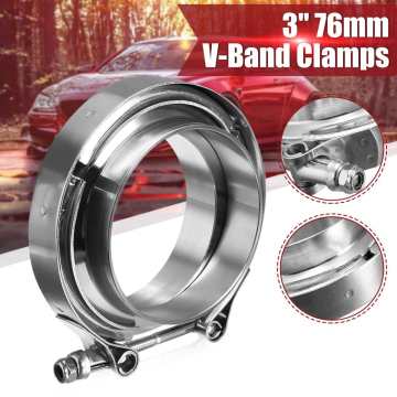 3 Inch 76mm Universal Car Exhaust Turbo Down Pipe Flanges V-Band V Bands Clamp Hoop Stainless Steel Clamps