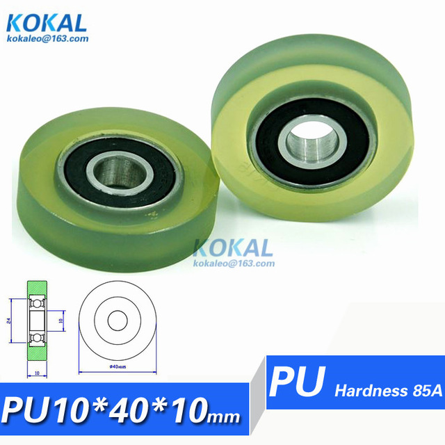 [PU1040-10] 1PCS low noise TPU rubber 6000RS ball bearing PU rubber TPU soft bearing roller wheel pulley 10*40*10mm