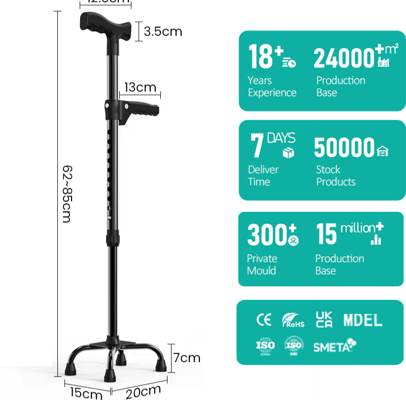 Aluminum Alloy Cane for Elderly and Disabled-Adjustable Height 62-85cm 200kg Load Capacity Durable & Lightweight Walking Aid1 Aluminum Alloy Cane for Elderly and Disabled-Adjustable Height 62-85cm 200kg Load Capacity Durable & Lightweight Walking Aid1