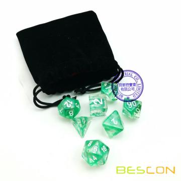 Bescon Nebula Polyhedral 7-Die Set Crystal Nebulous Green Dice Set