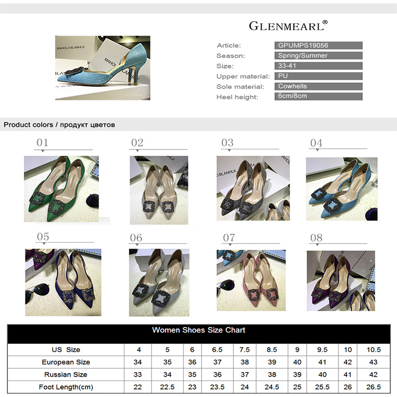 Women High Heels Brand Female Pumps Two Piece Colorful Metal Decoration Fashion Women Shoes Pointed Toe Casual Shoes 2020 PlusDE