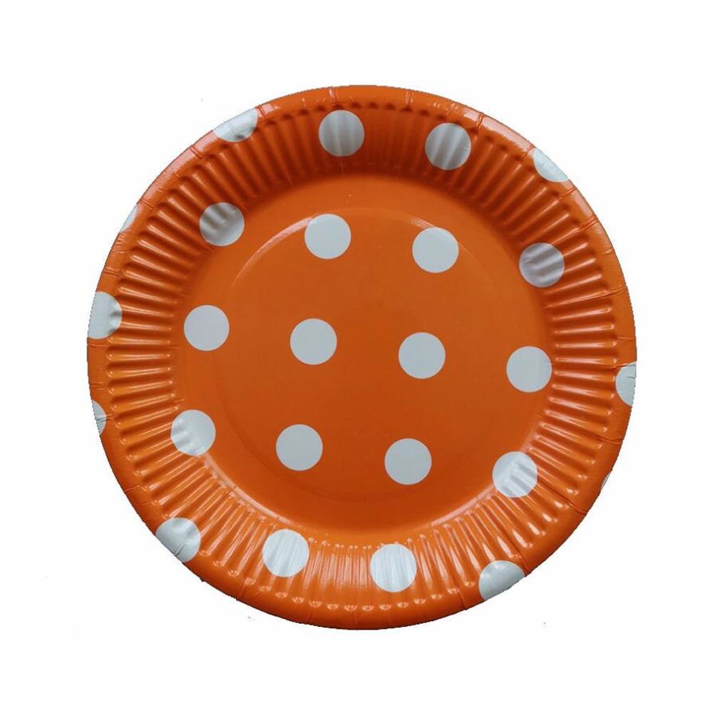 10 Pcs 7inch Solid White Dot Birthday Wedding Party Decoration Cake Dish Disposable Paper Plates Protable Bake Picnic Supplies