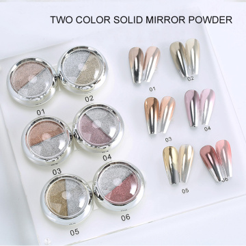 1 Box Double Rose Gold Color Nail Mirror Glitter Powder Nail Art Gel Polishing Chrome Flakes Pigment Dust Decorations