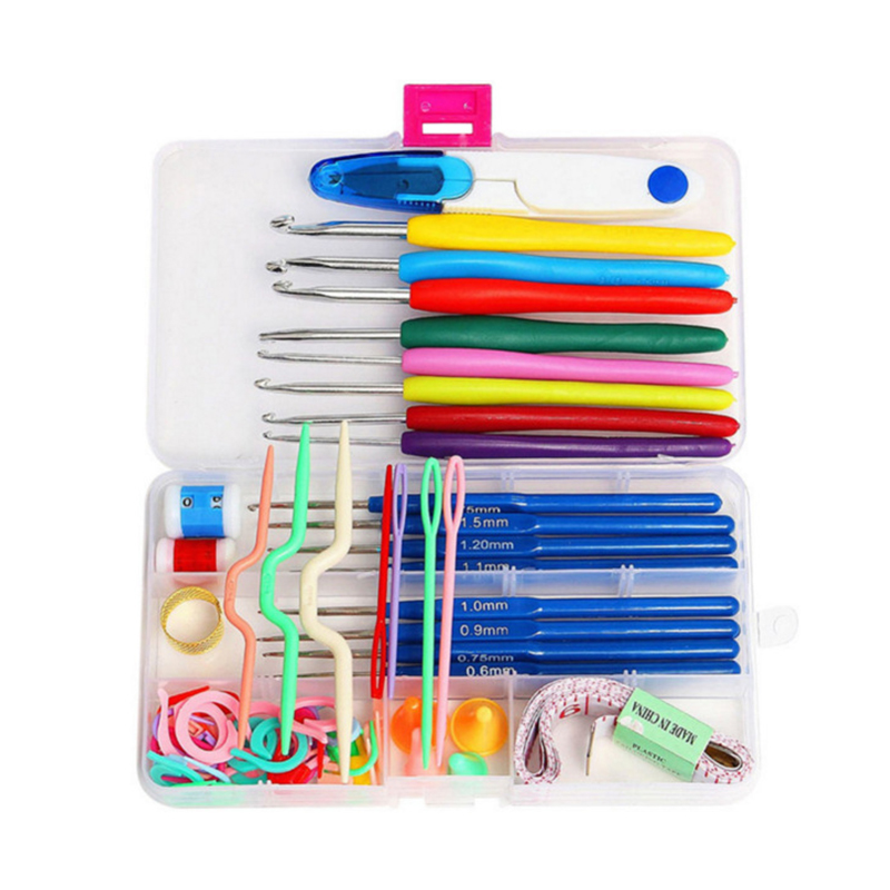 16Pcs Crochet Hooks Needles Stitches Knitting Kit Craft Case Wool Crocheted Set Weaving Tools Embroidery Knitting Sewing Tools