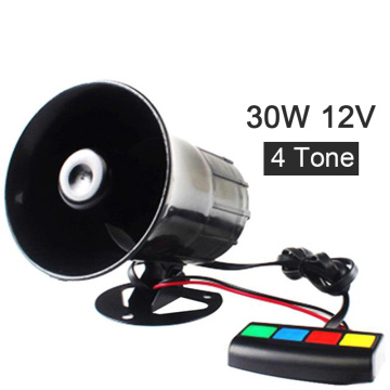 Black 30W 12V 4 Sound Car Horn Loud speaker Sirene Policia Moto Speaker Loud Siren Horn 105db for Car Motorcycle som automotivo