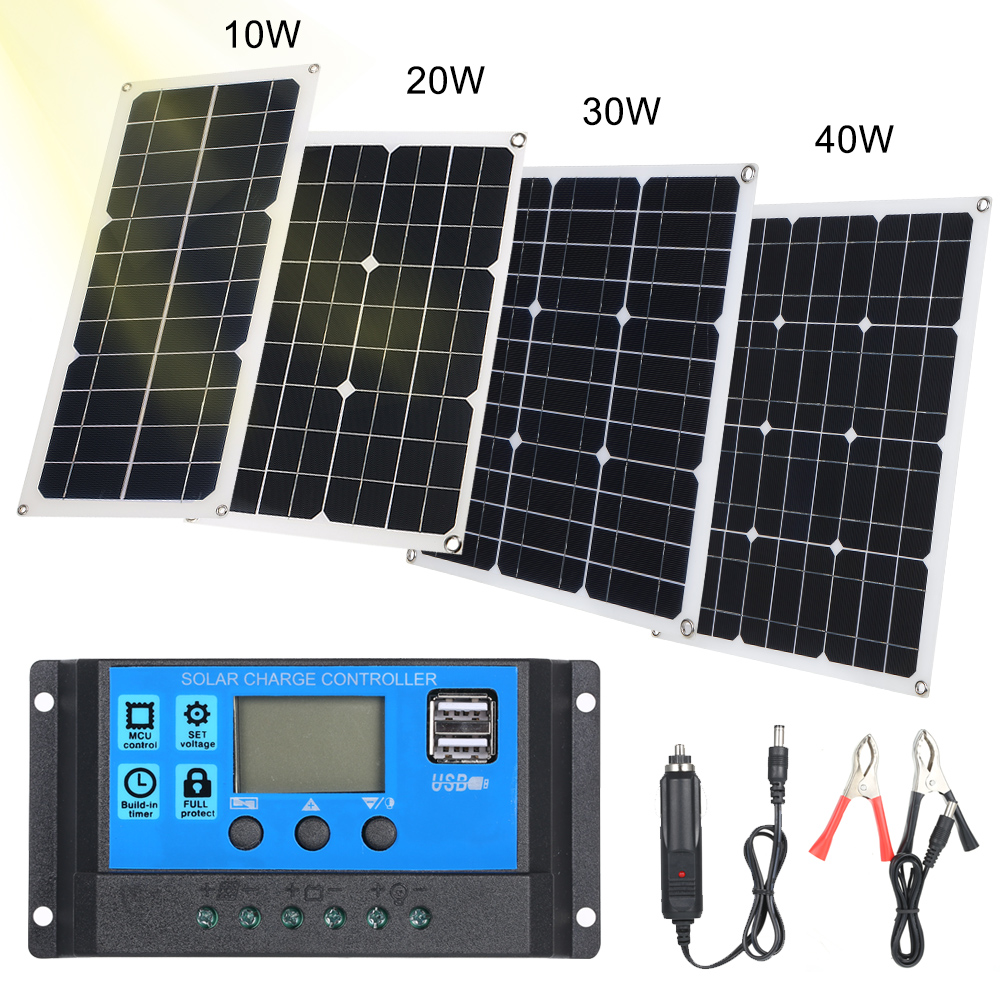 Solar Charge Controller 10A 20A 30A Auto Solar Cell Panel Regulator Solar Collector Regulator with Dual USB Output 24V 12V
