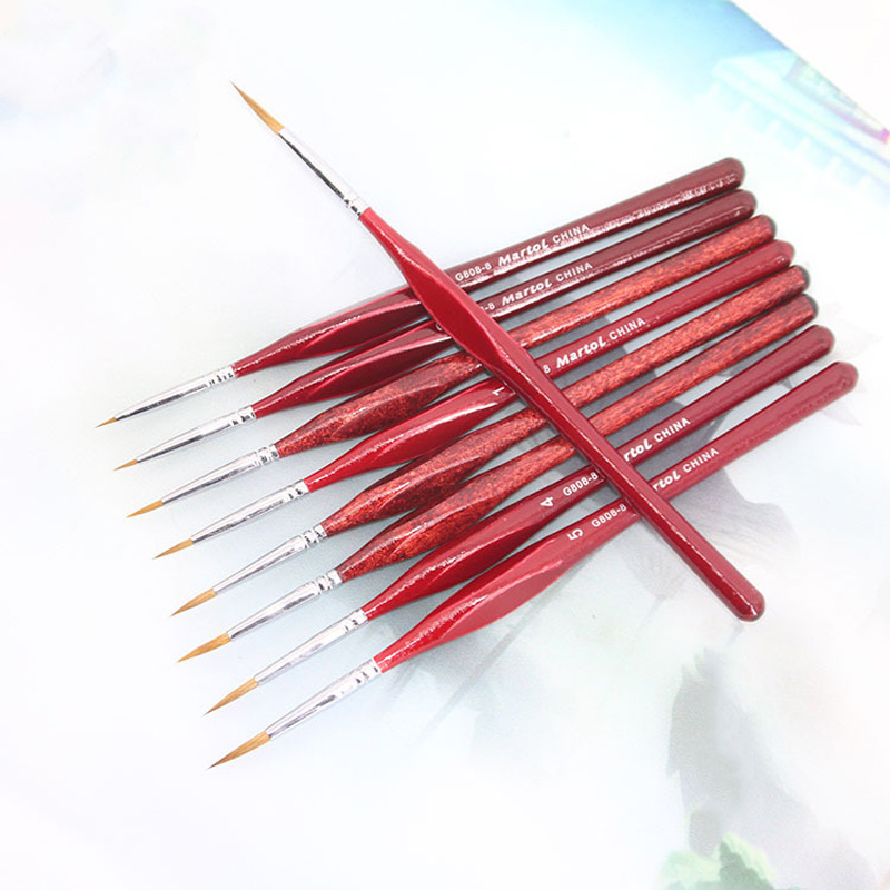 EZONE Red Triangle Pole Paint Brush Fine Hand-painted Hook Line Pen Sharp Tip Watercolor Drawing Painting Brush Oil Art Supply