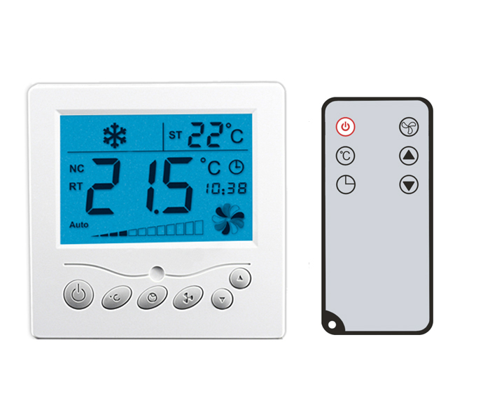 AC220V remote control room thermostat Large LCD screen thermostat for motorized valve or air damper, 3 fan speed