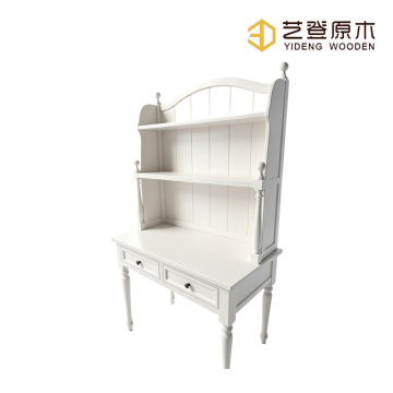 Wooden White Cottage Desk with Hutch