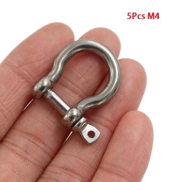 5Pcs M4 Silver 304 Stainless Steel Rustproof Screw Pin Anchor Bow Shackle Clevis European Style