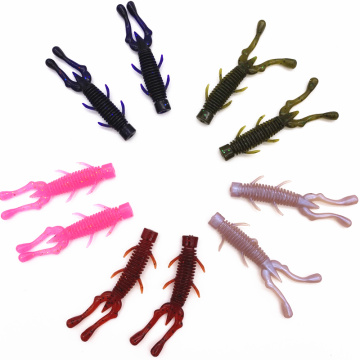 10Pcs*56mm/1.3g TPR Soft Lure Rock Fishing Floating Shrimp Bait Bass Trout Lure Pike Minnow Jigging Worm Bait Earthworm Pesca