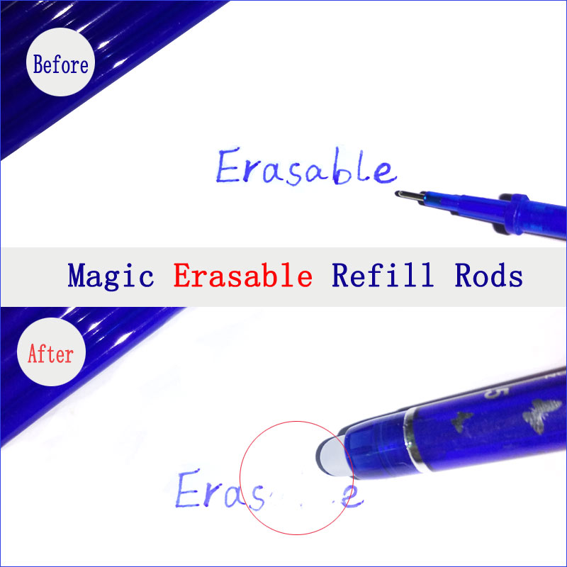 DELVTCH 100Pcs/Set 0.5MM Gel Pen Erasable Pen Refill Rod Erasable Pen Accessory Blue Black Ink Stationery Writing Tools Gifts