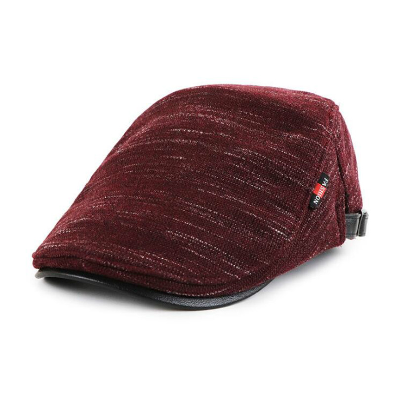 Solid Knitted Beret Hat For Men Thicken Fleece Winter Advanced Flat Ivy Cap Women Tweed Gatsby Newsboy Cap Retro Warm Cabbie Hat
