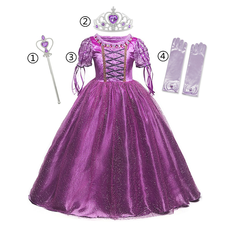 2020 Halloween Costume for Girls Children Clothing Princess Dress Girl Birthday Cosplay Clothes Belle Dress Send Crown New Year