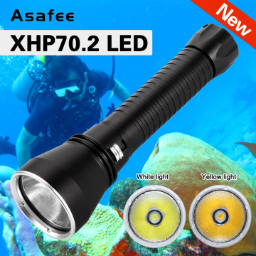 XHP70.2 Most Powerful LED Scuba Diving Flashlight 200m Underwater Torch 4000LM Waterproof XHP70 Dive Lamp Lantern Light