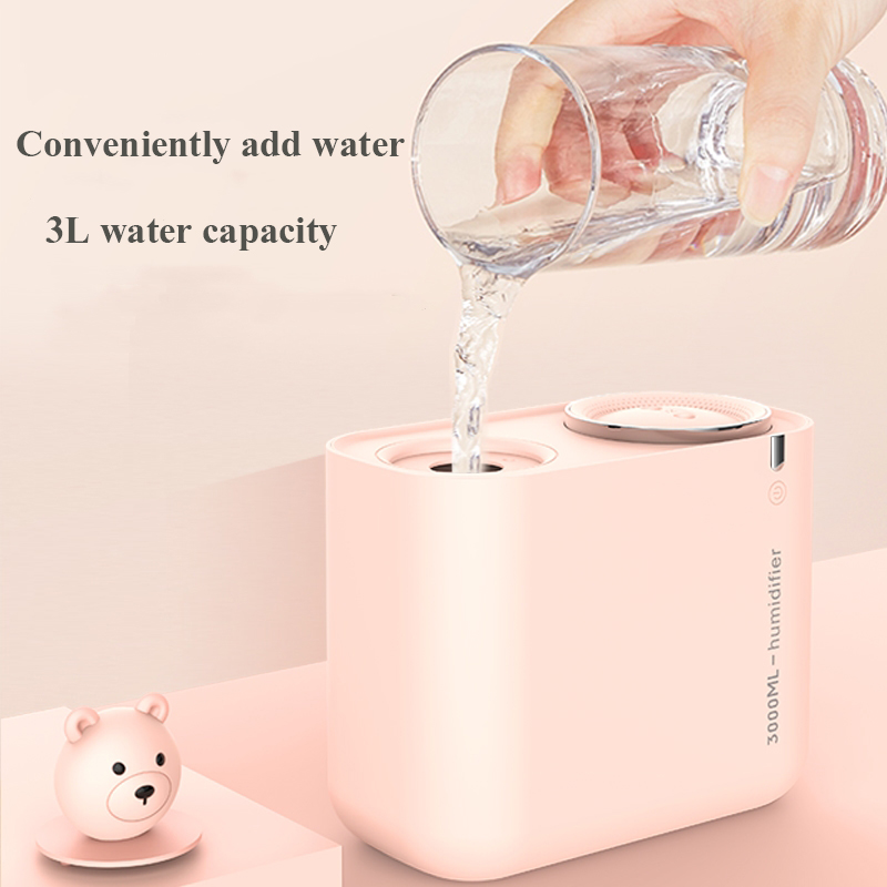 3000ml USB air Humidifier Large Capacity Double Nozzle Ultrasonic Cool Humidificador Aroma Diffuser for Home Mist Maker Fogger