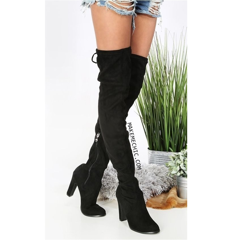 Women High Boot Faux Suede Women Over The Knee Boots Lace Up Sexy High Heels Shoes Woman Female High Boots Botas 34-43