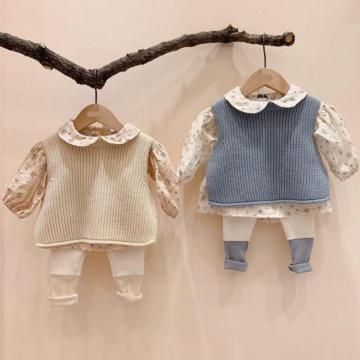 Autumn New Toddler Baby Boys And Girls Solid Sleeveless Knit Pullover Vest Sweater Fashion Newborn Baby Knitted Waistcoat Tops