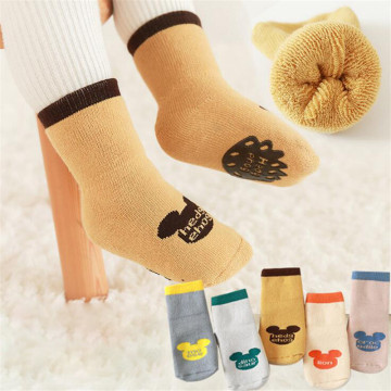 Winter Creative Newborn Thicken Terry Warm Soft Socks Toddler Kids Cute Cartoons Elastic Non-Slip Floor Socks For 0-5T Baby