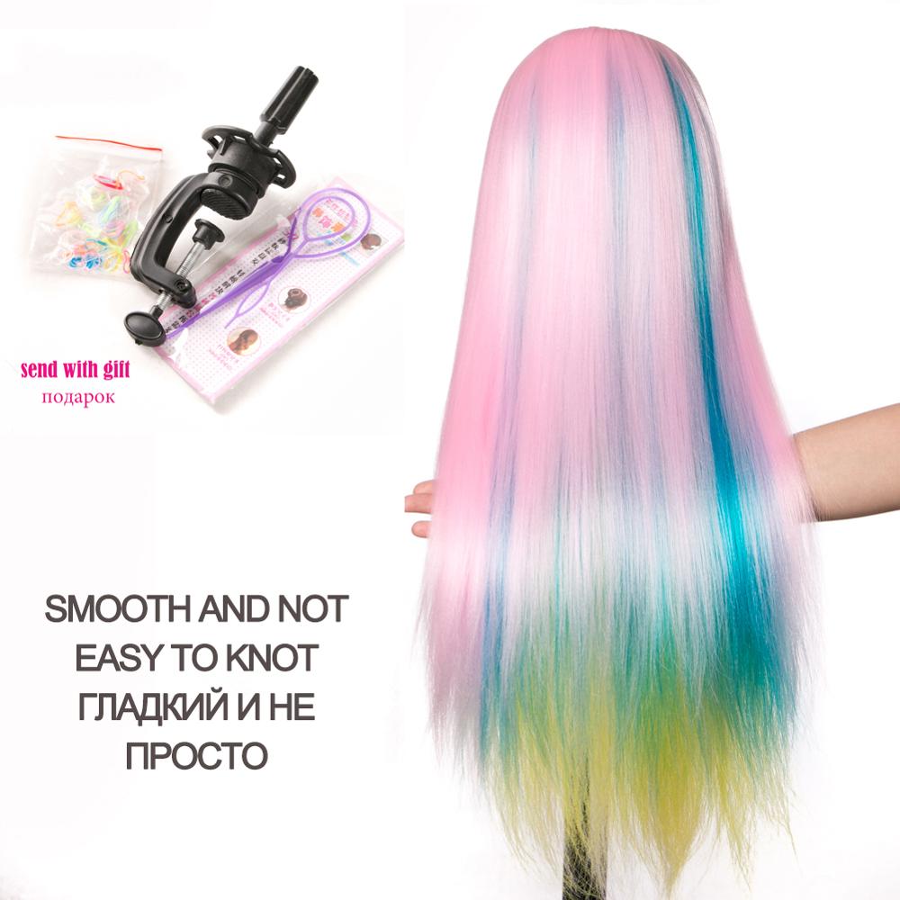 Synthetic Mannequin Head Dolls for Hairdressers Colorful 65 cm hair Hairstyles Female Hairdressing Styling Training Head