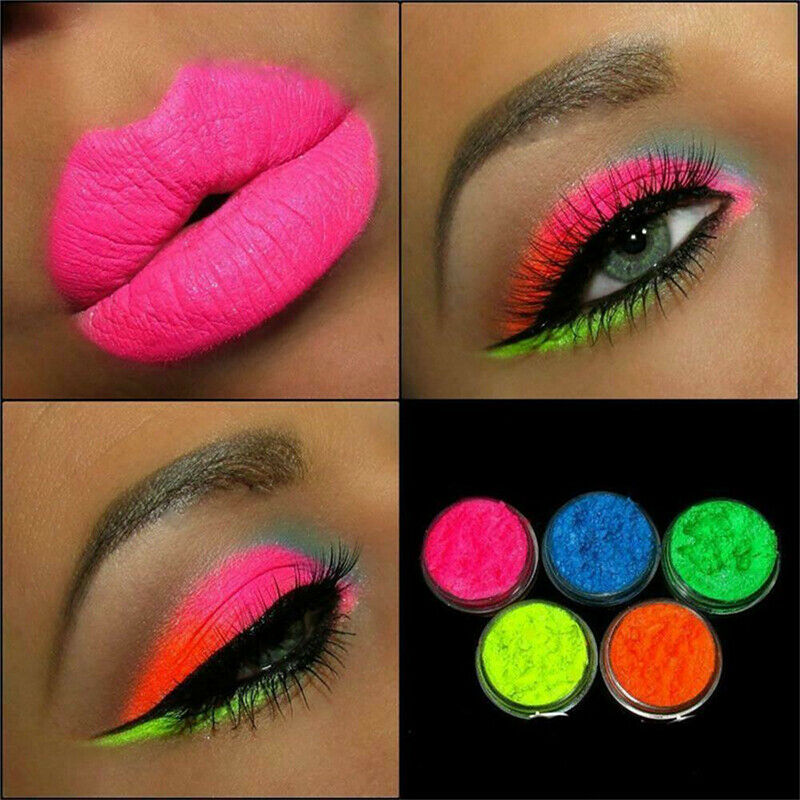 Nail-Glitter Highlighters Neon Pigment Uv-Gel-Nail-Decorations Fluorescent-Powder Dust Makeup Eyeshadow Luminous-Pigment 6pcs