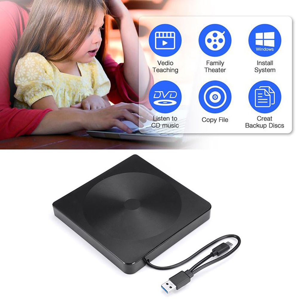 Portable New VCD CD DVD Burner USB 3.0 Type-c External DVD Player Optical Drive for Computers Laptop