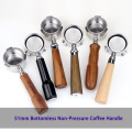 51mm Bottomless Coffee Handle with Non-Pressure Filter Basket For Espresso Coffee Machine Stainless Steel Parts 3 lugs handle