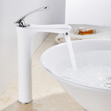 Bathroom Creative High Basin Mixer Modern White Faucet Single Hole Cold and Hot Water Tap Basin Faucet Bathroom Faucet