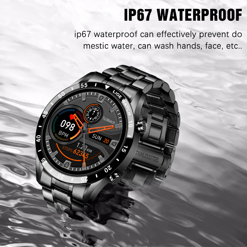 LIGE 2020 New Smart Watch Men Full Touch Screen Sports Fitness Watch IP67 Waterproof Bluetooth For Android ios smartwatch Mens