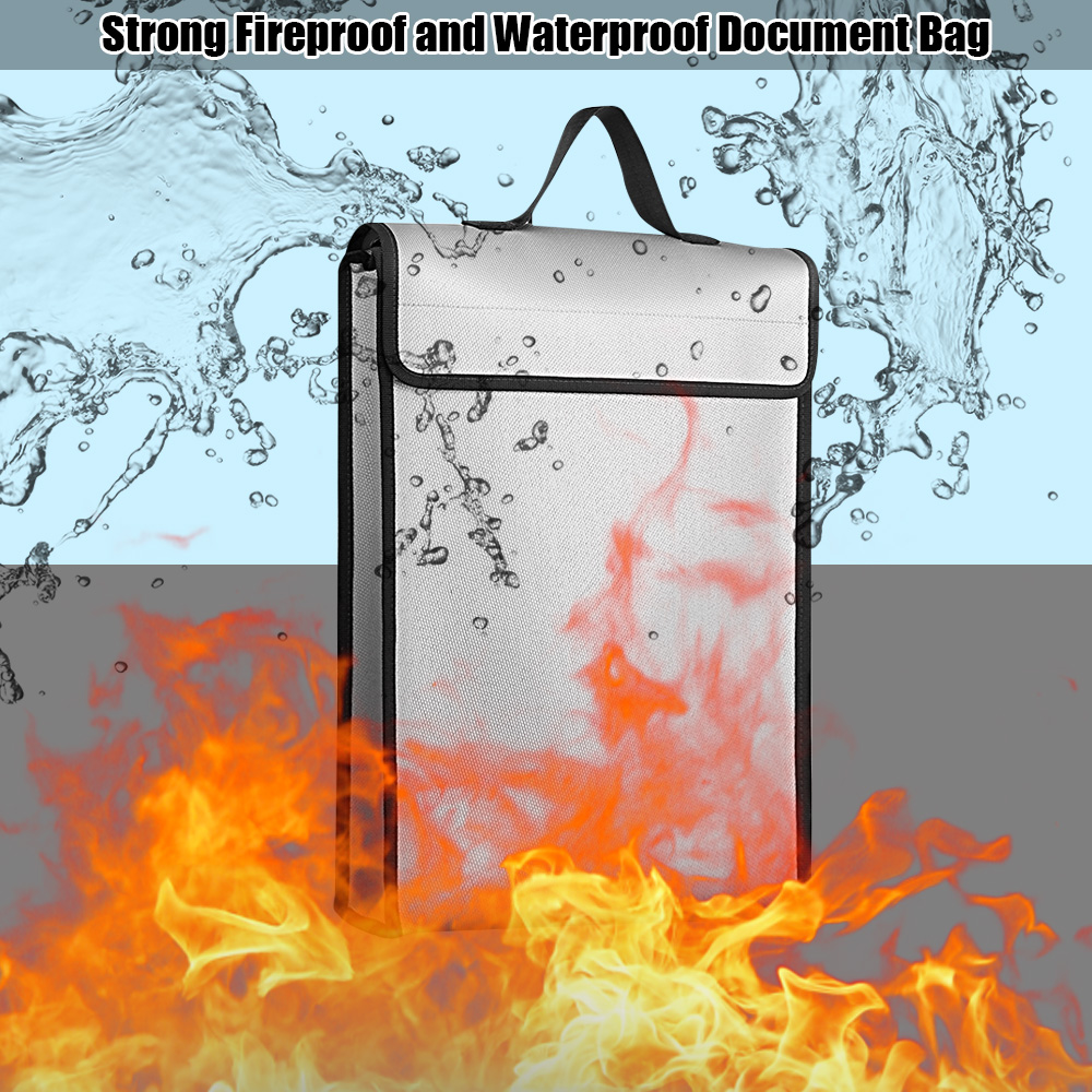 Fireproof Document Bags Waterproof Liquid Silicone Material Heat Insulation 1200℃ Fire Resistant Safe Bag for File Cash Passport