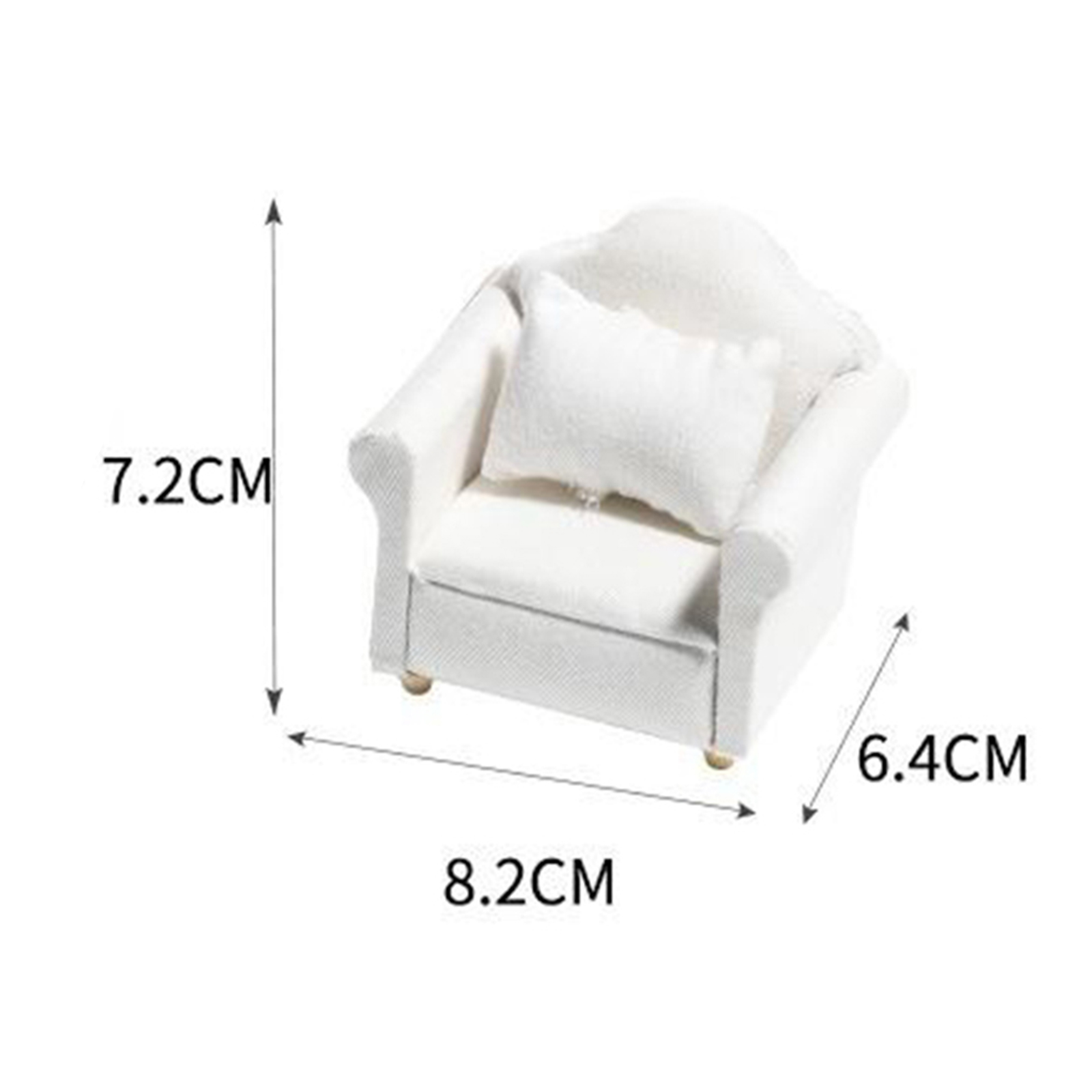 Handcrafted White 1:12 Wooden Sofa Armchair Dollhouse Miniatures Furniture Living Room