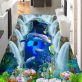 Custom 3D Floor Mural Wallpaper Waterfall Underwater World Dolphin 3D Bathroom Walkway Floor Tiles Sticker Decor PVC Waterproof