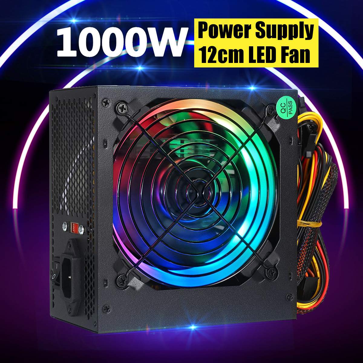 Max 1000W Power Supply PSU Silent 12cm LED rgb Fan ATX 24pin 12V PC Computer SATA Gaming PC Power Supply For Intel AMD Computer