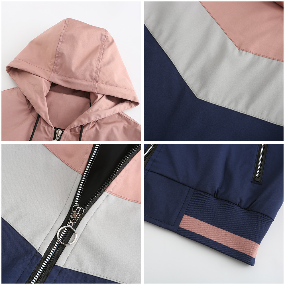 Contrast Color Hoodie Windbreaker Jacket