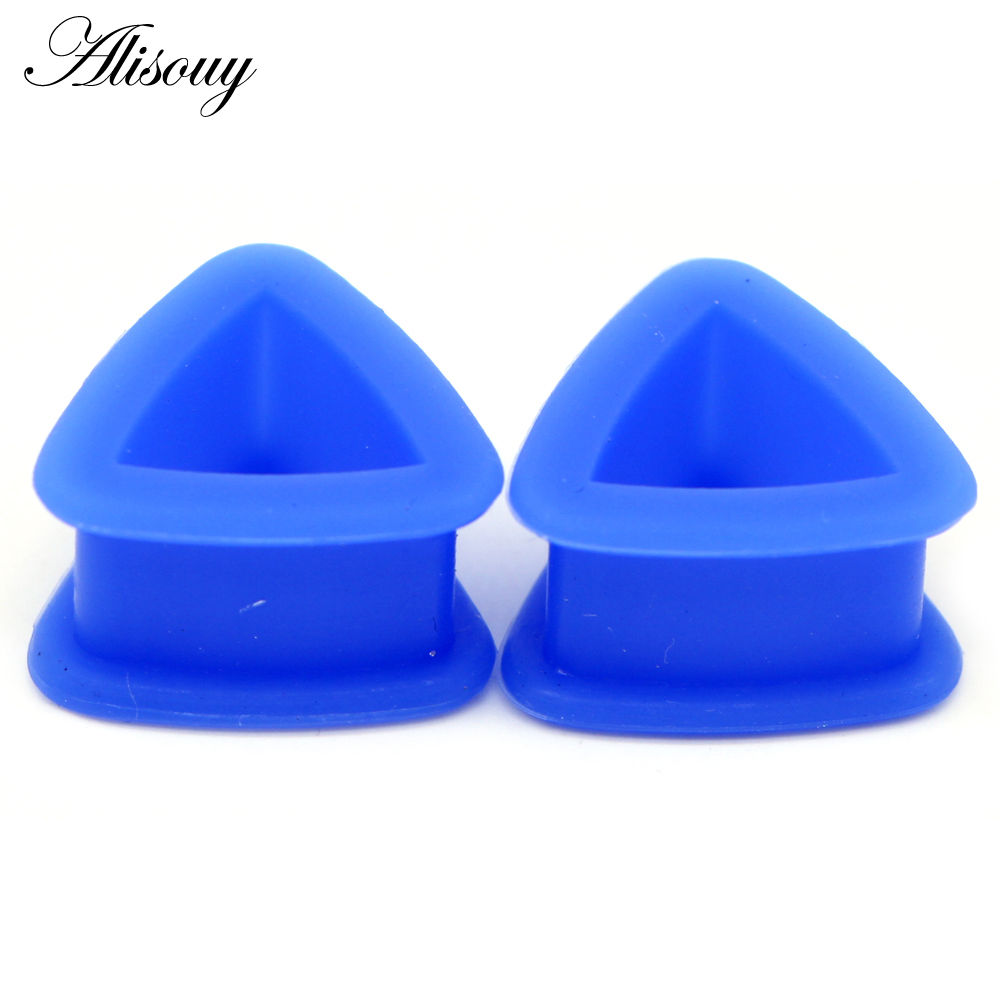 Alisouy 2pcs Triangle Soft Silicone Ear Plugs Flesh Ear Tunnels Ear Gauges Ear Expanders 4-20mm Mix Colors Body Piercing Jewelry