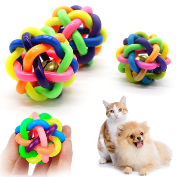 5.5cm 6.5cm Or 7.5cm Color Woven Ball Dog Puppy Cat Pet Bell Sound Ball Color Rubber Plastic Fun And Interesting Pet Toy Supplie