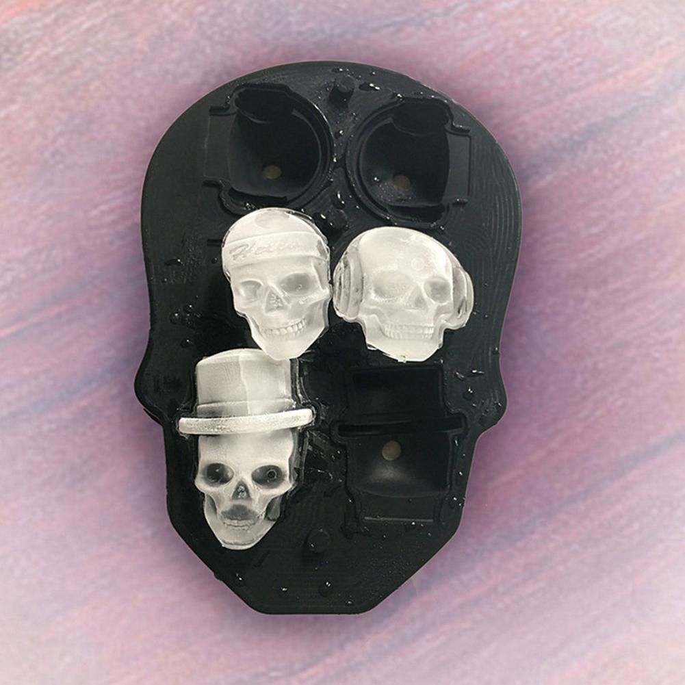 4 6 Cavity Large Skull Ice Cube Tray Pudding Mold 3D Silicone Mold DIY Ice Maker Household Use Kitchen Accessories