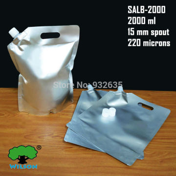 (2000ML) Water Container Aluminum Foil Mylar Stand Up Spout Bag 20 PCS (8.7 mils) Food Grade Outdoor Folding Water With Hold