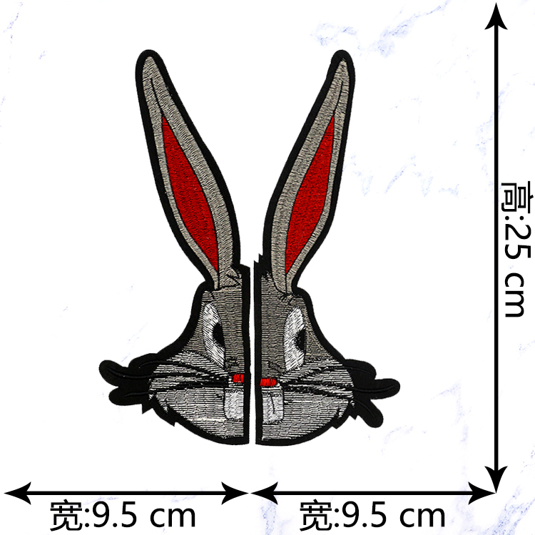 large embroidery big patch rabbit animal cartoon patches for bag badges applique patches for clothing GU-1012